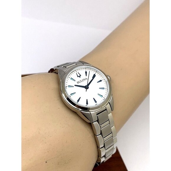 Bulova Women's Watch 96L285 Quartz White Blue Dial Silver Stainless Stee… - Picture 5 of 13